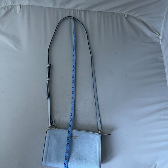 Kate Spade Watercolor Blue Knott Pebbled Leather Crossbody Bag - Picture 13 of 13